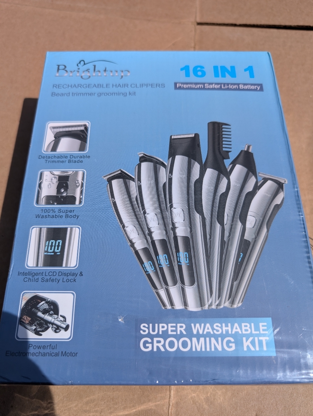 Brightup Rechargeable Hair Clippers 16 In 1 Beard Trimmer Grooming Kit New